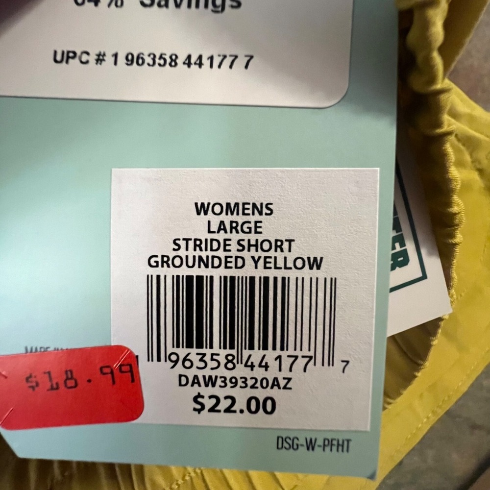 DSG Womens Large Mid Rise Stride Run Short, Grounded Yellow - Picture 5 of 8